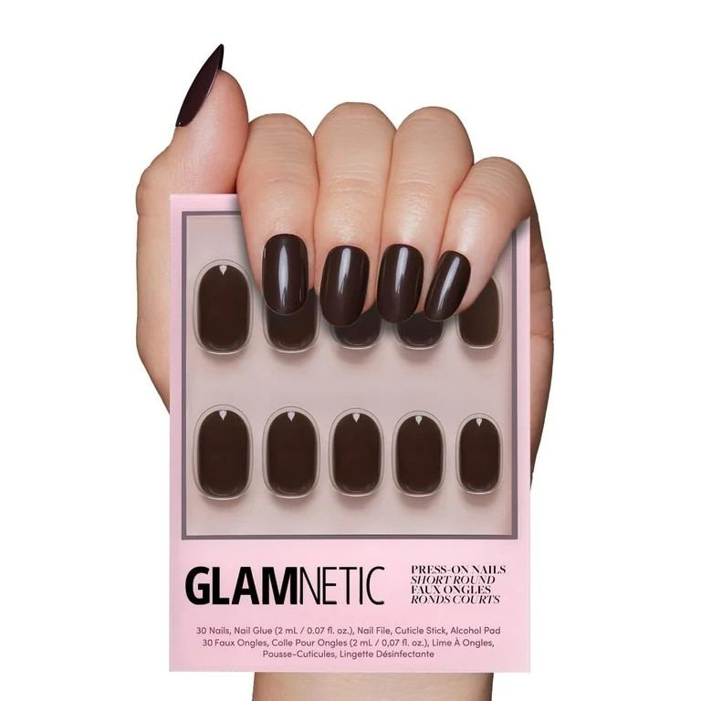 Glamnetic Press-On Nails – Bark Brown | Dark Brown Short Round Nails, "Salon Quality", 30 Count | Walmart (US)