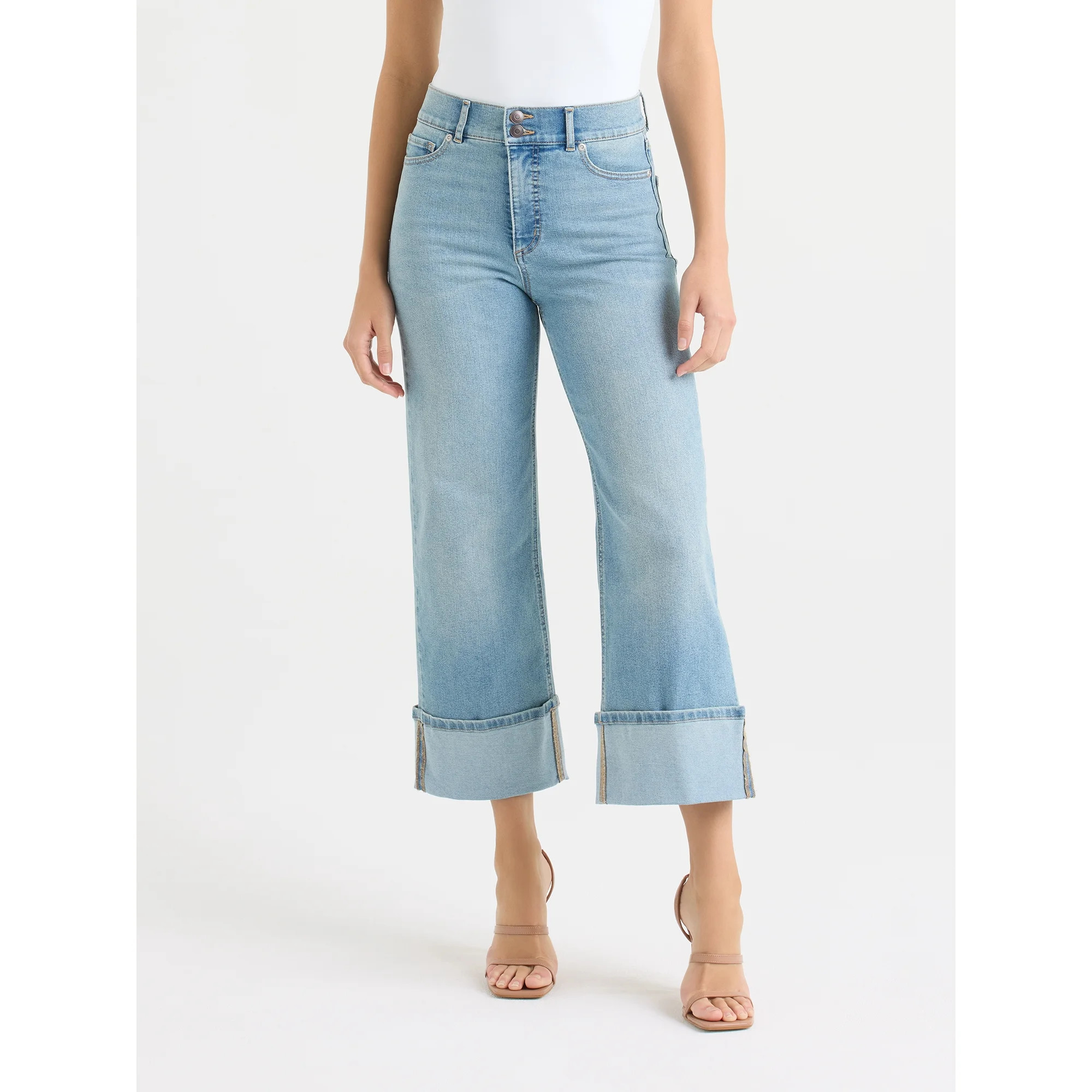 Sofia by Sofia Vergara Women's and Women's Plus Margot Wide Crop Super High Rise Jeans, 27" Insea... | Walmart (US)