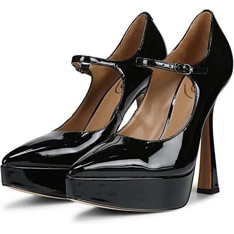 Sam Edelman Arie Black Patent Stiletto Heel Mary Jane Pointed Toe Fashion Pumps (Black Patent, 9) | Walmart (US)