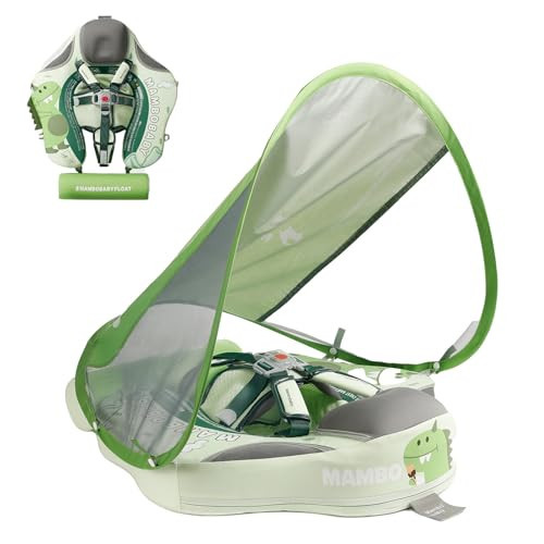 Mambobaby Float Deluxe Baby Pool Float: Safe & Comfortable Swim Trainer for Infants & Toddlers, Non-Inflatable Design, UV Protection Canopy, Fun Water Experience for Ages 3-24 Months-Dinosaur | Amazon (US)
