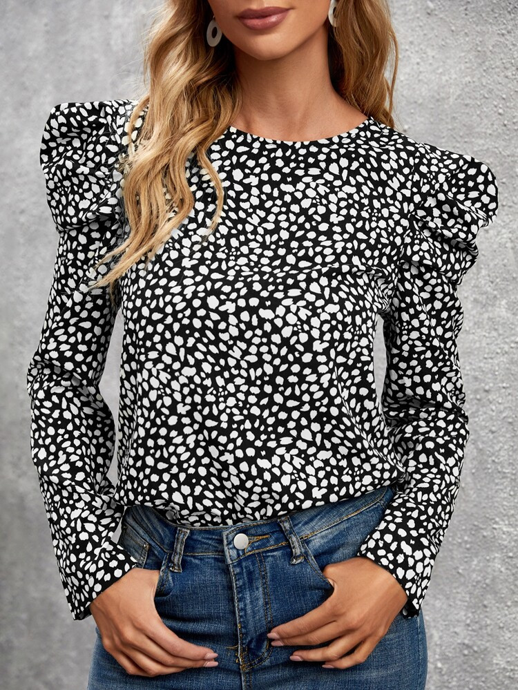 SHEIN Dalmatian Print Gigot Sleeve Blouse | SHEIN