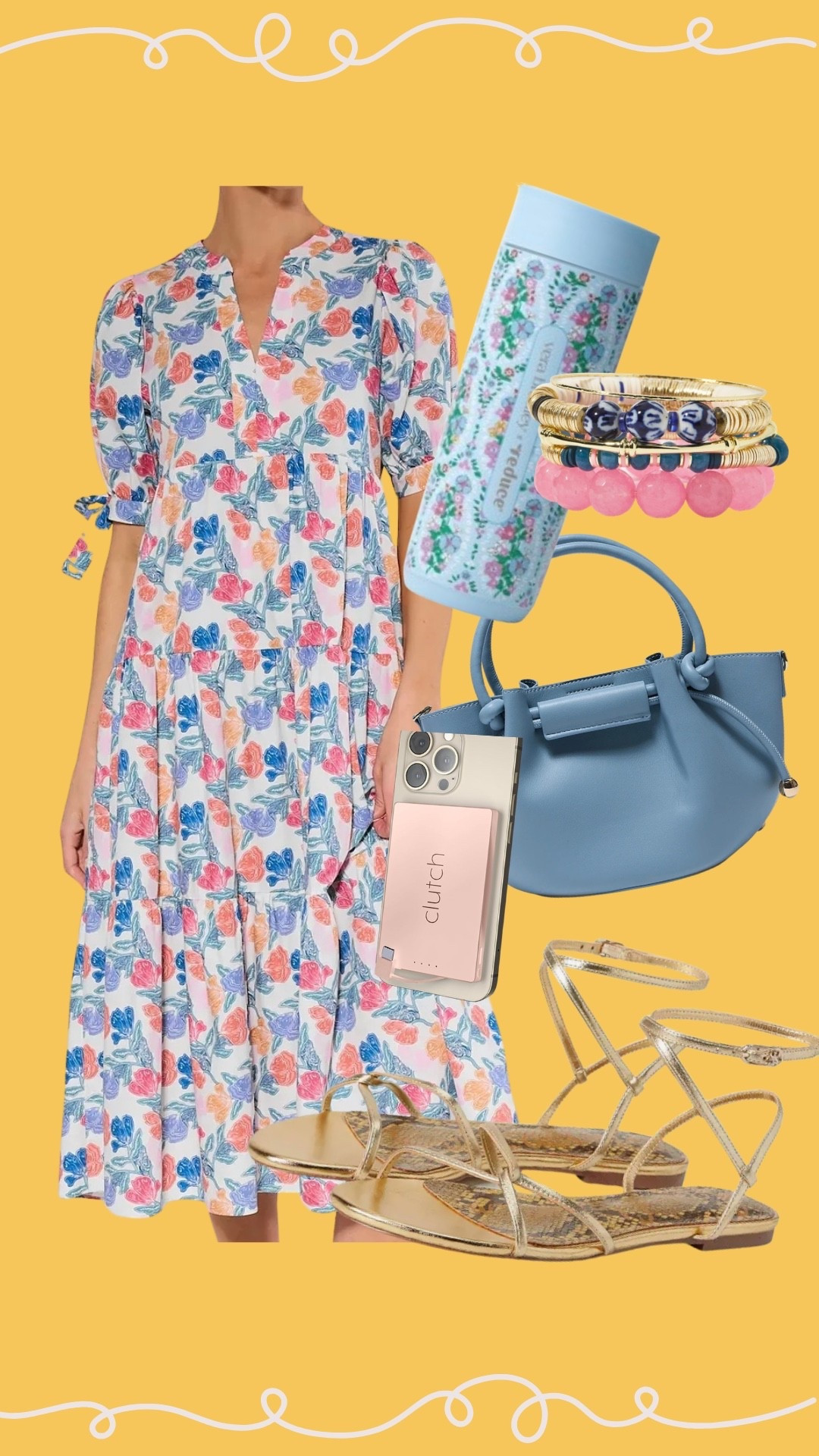 The cutest spring maxi with all the essentials! 
Use my code Catherine20 for 20% off my bracelet stack 

#LTKmomlife #LTKSeasonal #LTKootd