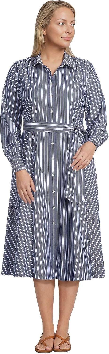 Lands' End Women's Poplin Perfect Shirt Dress | Amazon (US)