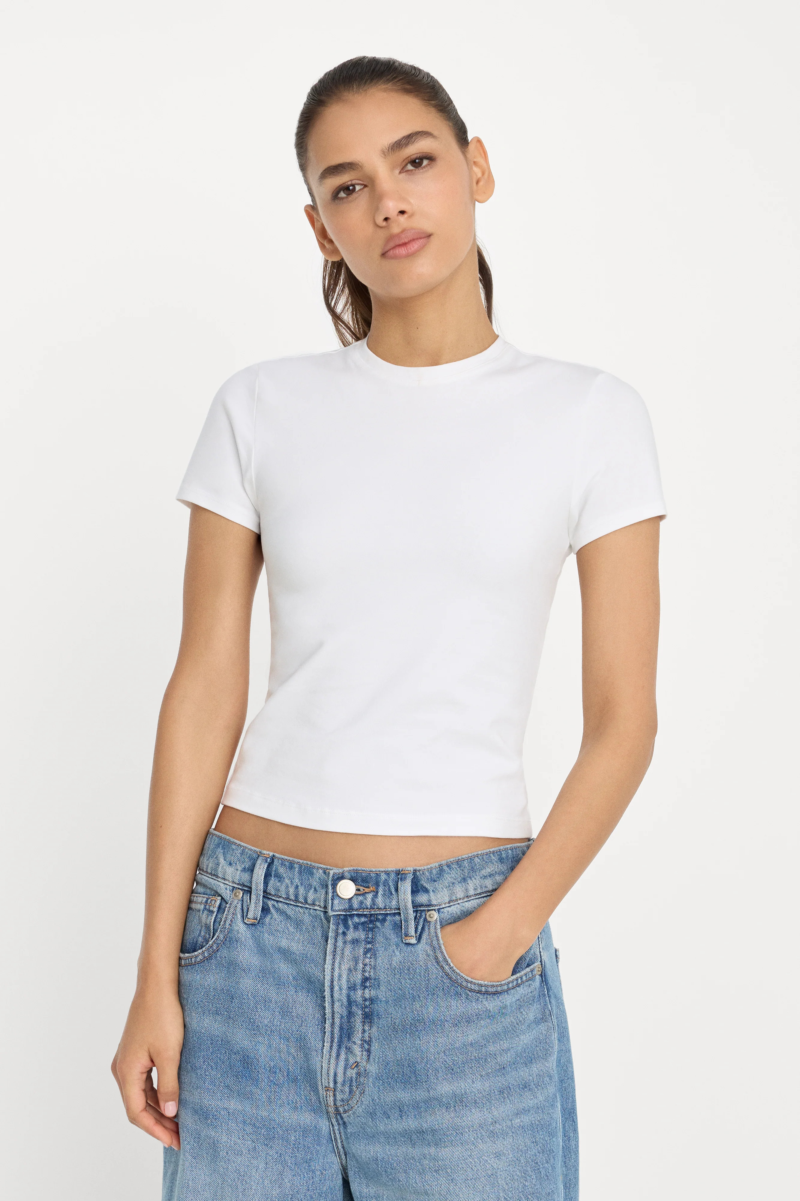 SUPER STRETCH BABY TEE | WHITE001 | Good American