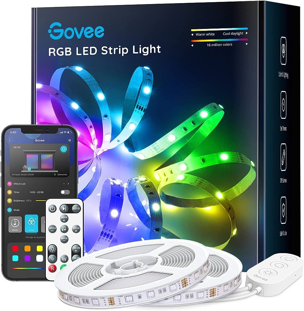 Govee 32.8ft Color Changing LED Strip Lights, Bluetooth LED Lights with App Control, Remote, Cont... | Amazon (US)