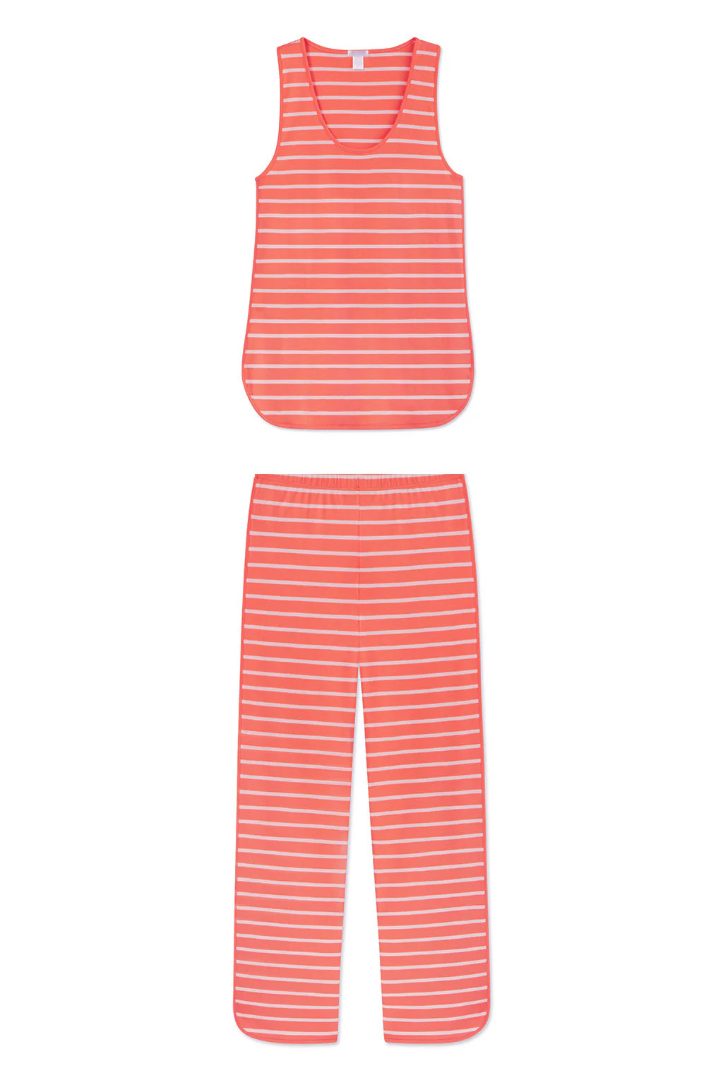 Pima Tank-Long Set in Coral Reef Anchor Stripe | Lake Pajamas