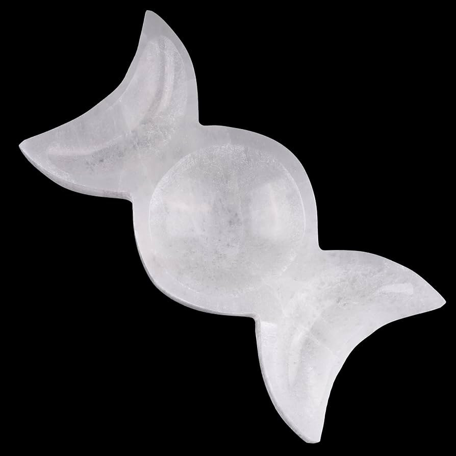 Wish Well Selenite Triple Moon Bowl – Large 7.50” Selenite Crystal Bowl – Mined & Crafted i... | Amazon (US)