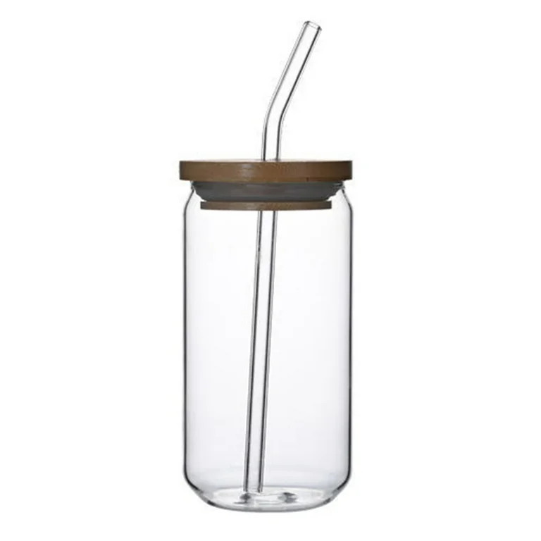 Drinking Glass Mugs with Bamboo Lids and Straws 550ml Drinking Jar Wide Mouth Drinking Clear Glas... | Walmart (US)