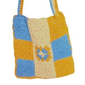 Handmade Crochet‎ Granny SquareTote Bag Yellow Blue Boho Granola Cottagecore | Poshmark