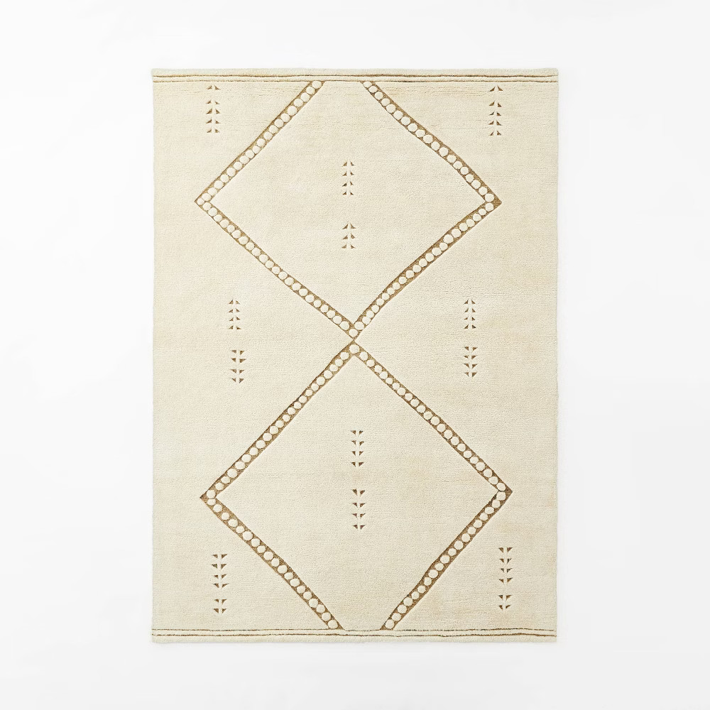 7'x10' Cedar Hills Plush Geo Print Rug Cream - Threshold designed with Studio McGee | Target