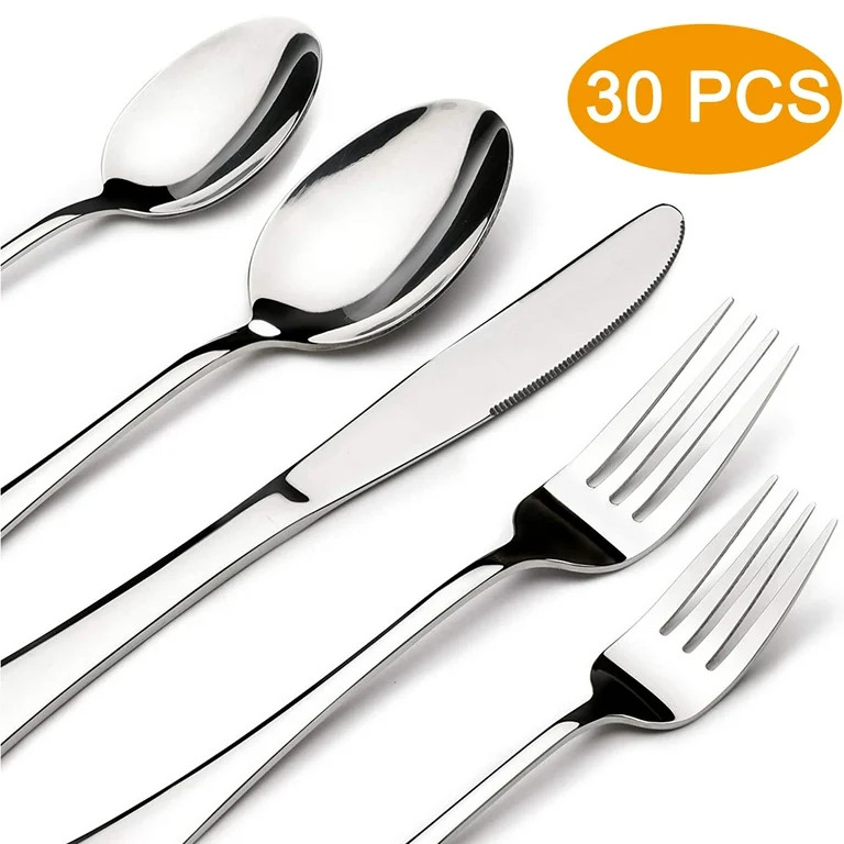 Silverware Sets, 30 Pieces Stainless Steel Flatware Set, Utensils Set Service for 6, Tableware Cu... | Walmart (US)