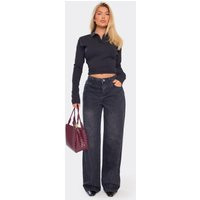 Extreme Low Rise Boyfriend Jeans In Black Denim, Women's Size UK 16 | EGO (UK)