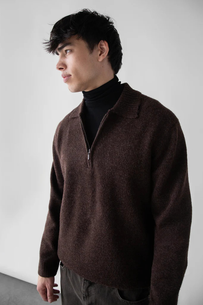 POLO HALF ZIP SWEATER | OAK + FORT