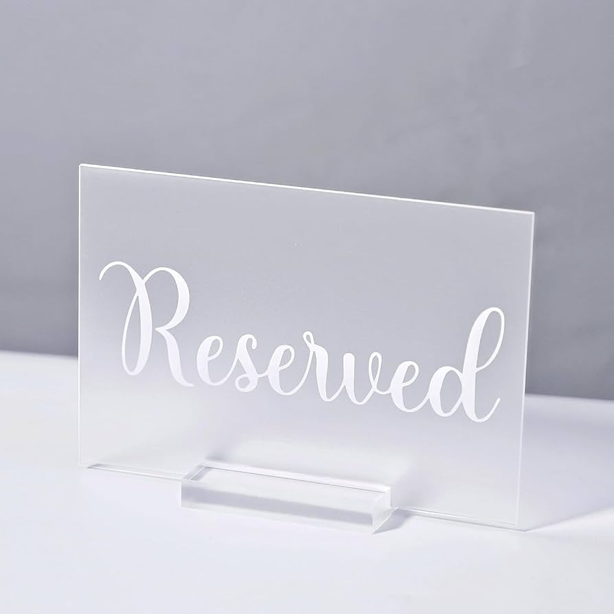 Roowest 10 Set Reserved Table Sign Clear Acrylic Wedding Sign Reserved Sign with Holder Reserved ... | Amazon (US)