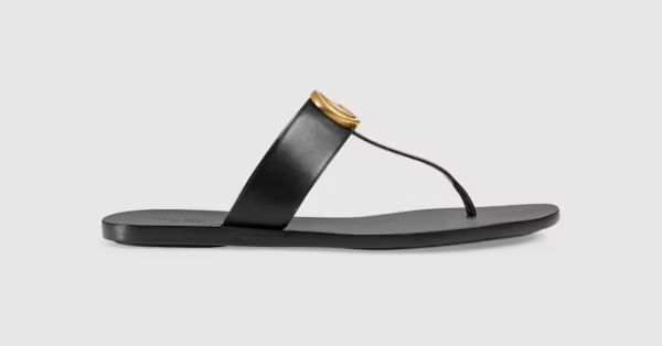 Leather thong sandal with Double G | Gucci (US)