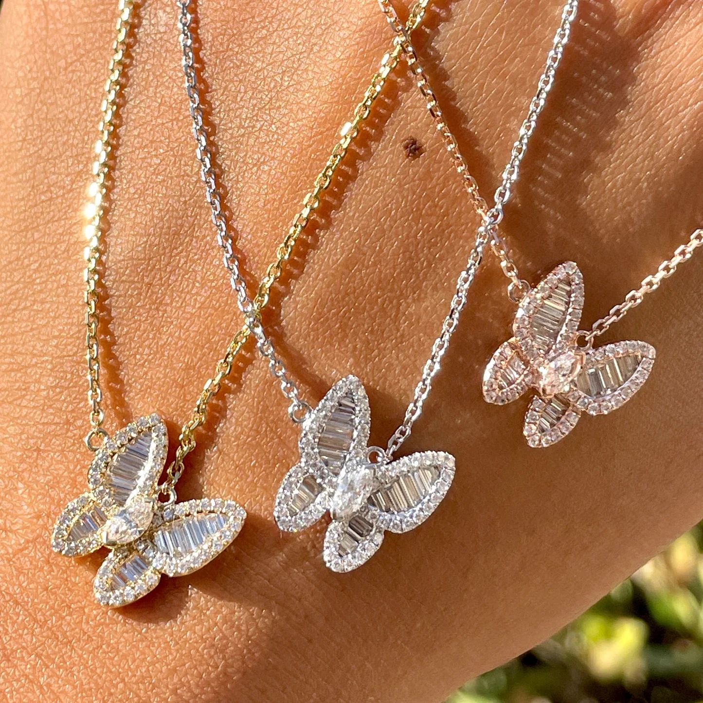 Mixed Diamond Butterfly Pendant | Happy Jewelers