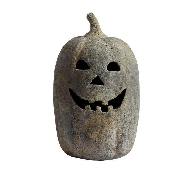 Hallowmas Hand-Carved Terracotta Jack-O'-Lantern, Artisanal Pumpkin Candle Holder for Gothic & Fa... | Walmart (US)
