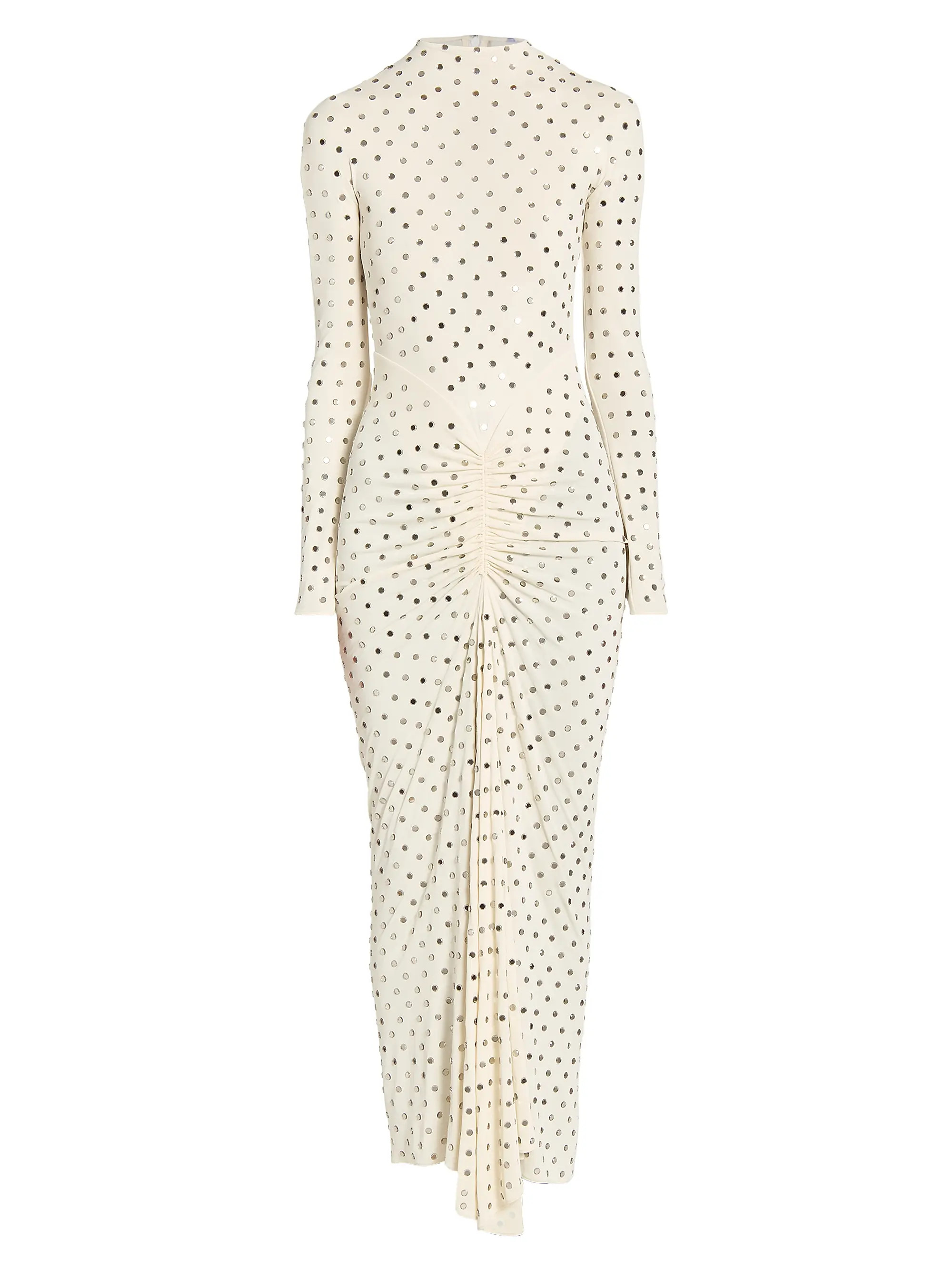 Ala\u00efa Embellished Draped Long-Sleeve Jersey Dress | Saks Fifth Avenue | Saks Fifth Avenue
