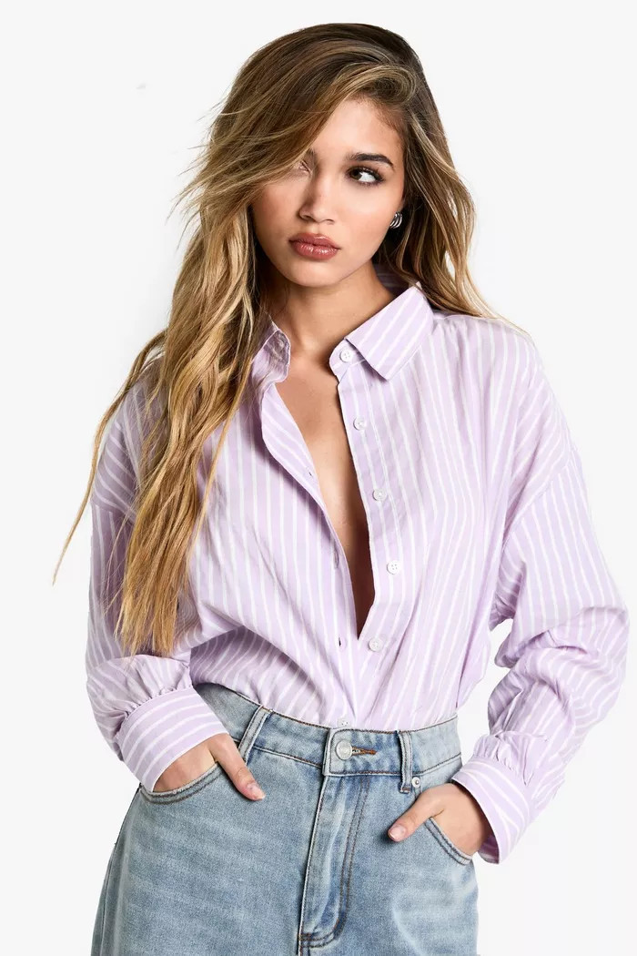 Striped Oversized Shirt | Boohoo.com (UK & IE)