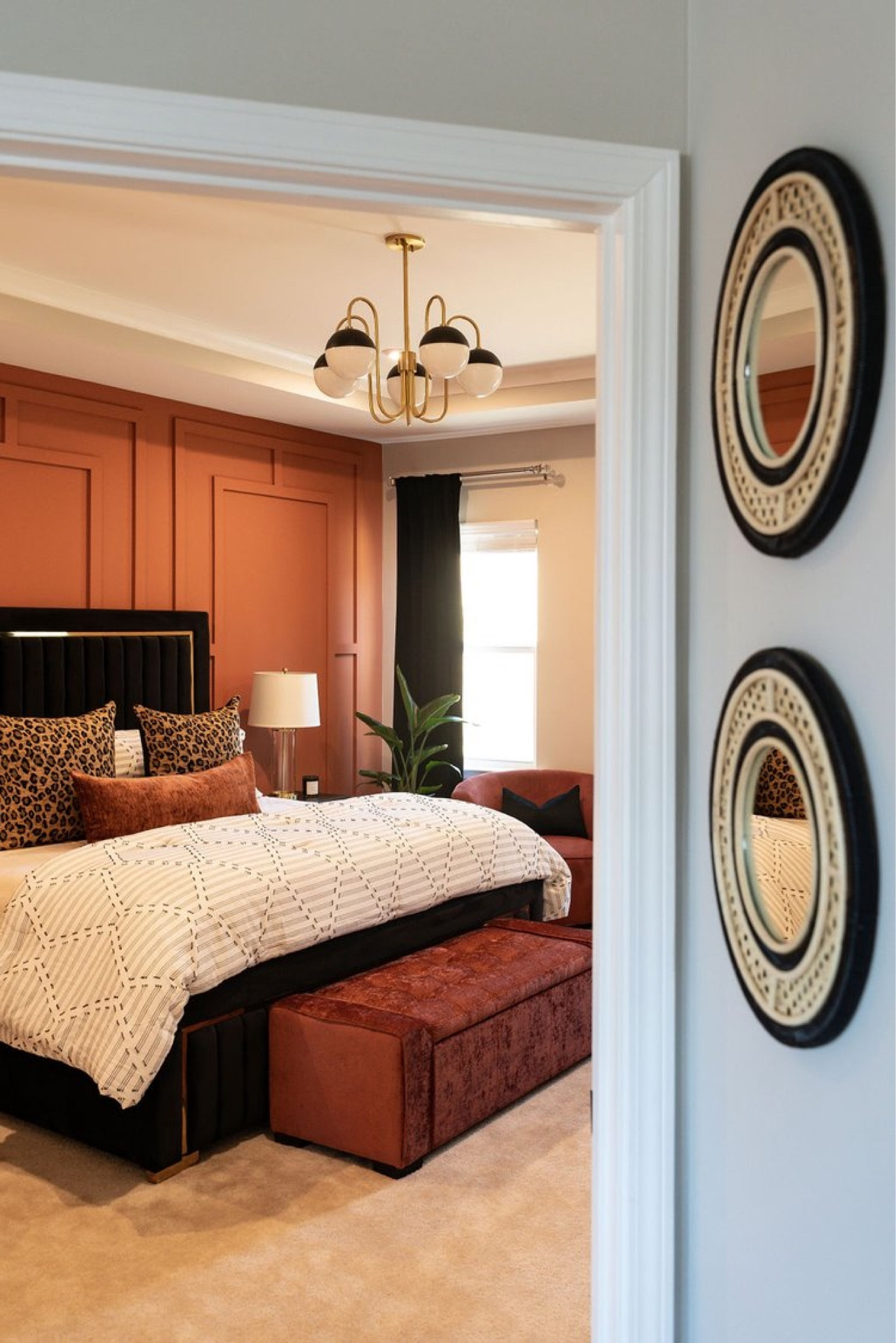 Bold and Beautiful: Bringing warmth to the bedroom with a pop of orange, a touch of black, and creamy accents #ProjectAfroChic

#ltk #ltkhome #BLBshopping #blessedlittlebungalow #interiordesign #homedecor #atlantadecorator#atlantainteriordesigner #blackinteriordesign #blackownedbusiness #lovewhereyoulive #masterbedroom #boldandbeautiful #orangeandblack #creamydreamy

#LTKhome