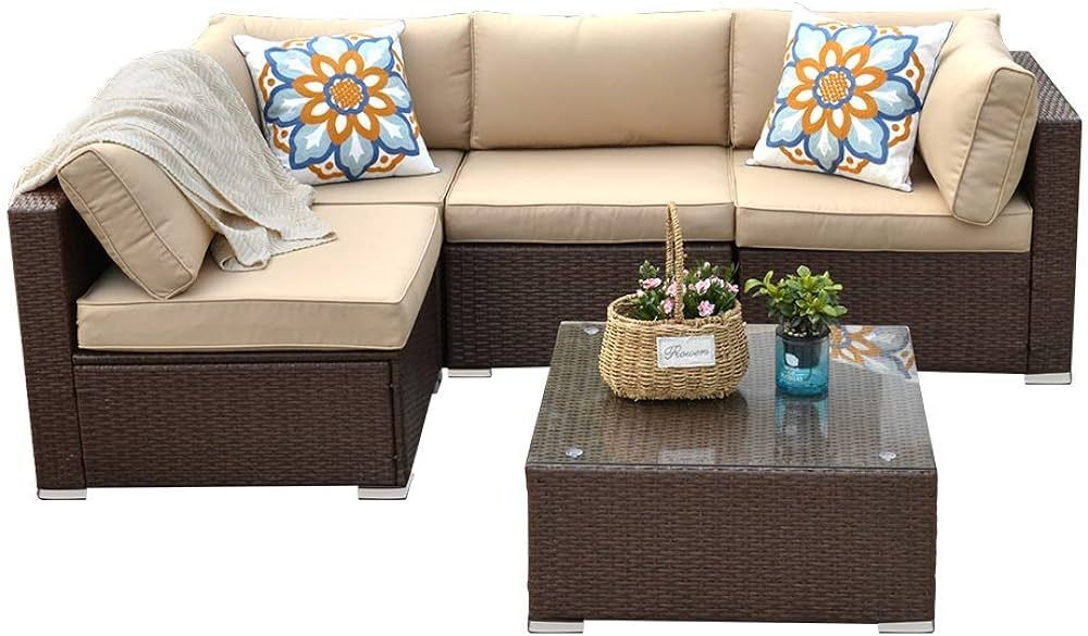 SUNVIVI OUTDOOR 5-Piece Patio Furniture Set - Stylish and Durable Outdoor Couch Sofa to Lounge, D... | Amazon (US)