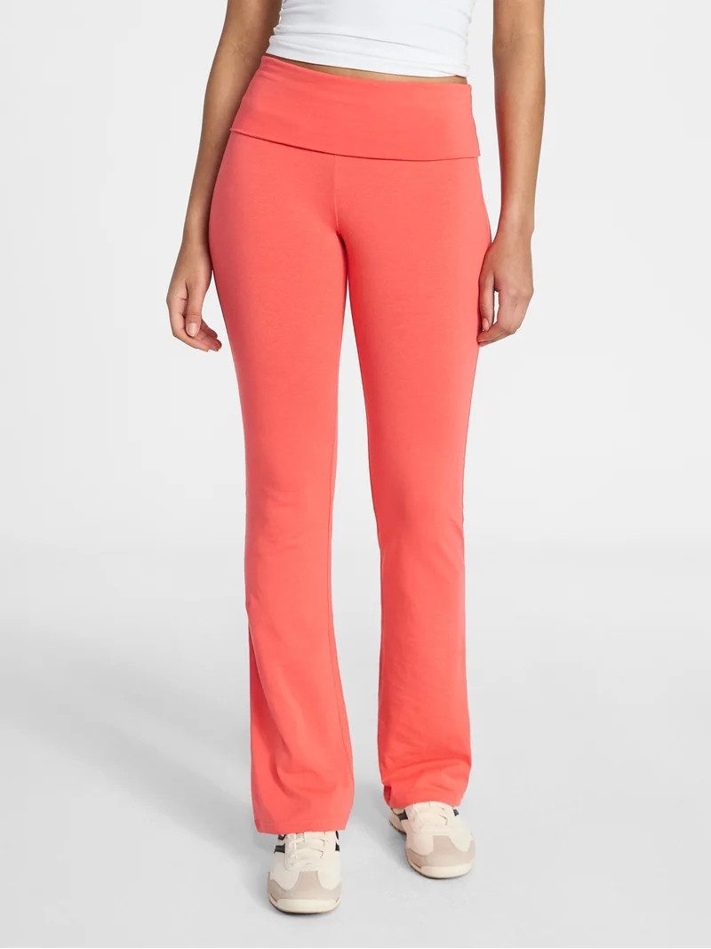 No Boundaries Flare Pants with Foldover Waistband, 32'' Inseam, Women's XS-XXL | Walmart (US)