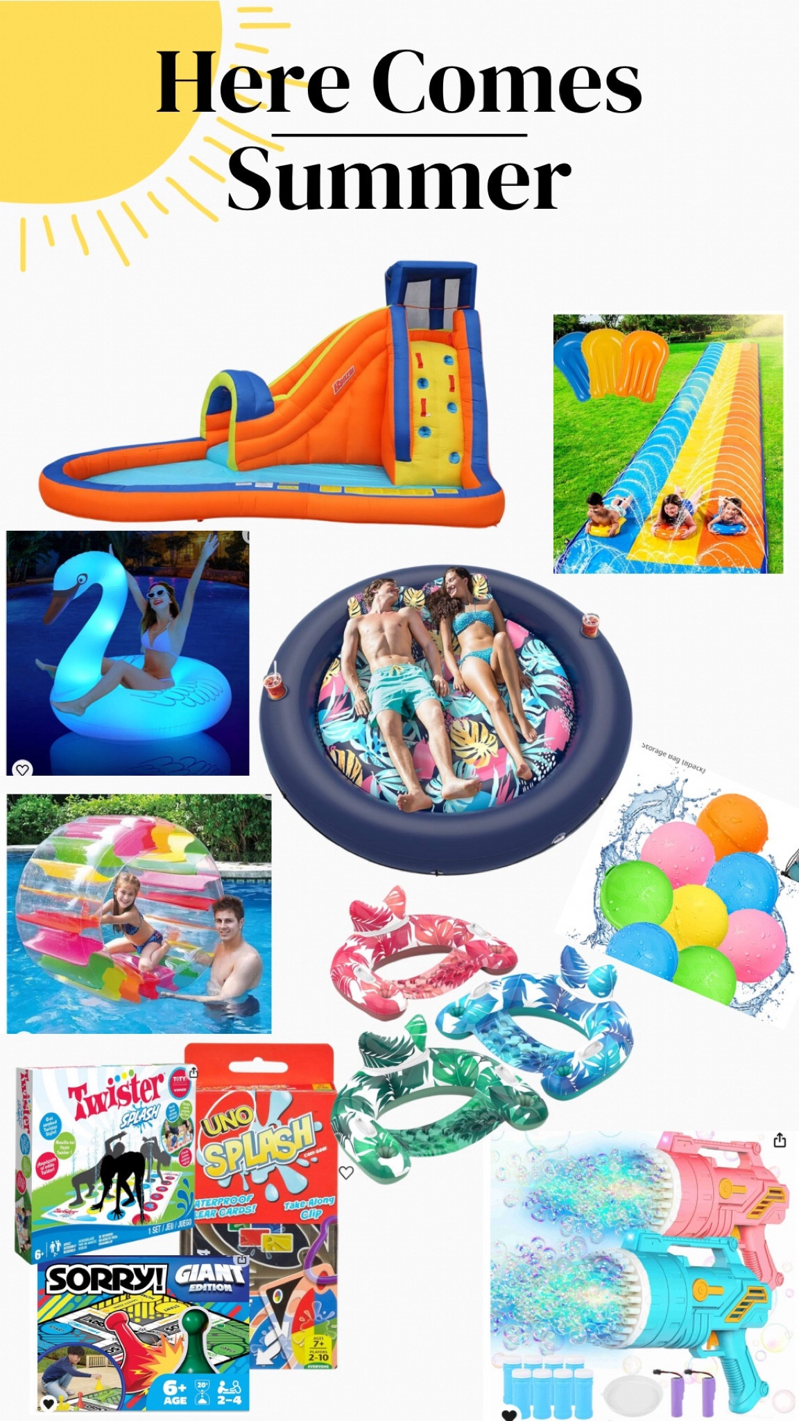 Here comes summer! Pool floaties, games, water sliders and fun! 


#outdoorgames #outdoorsummer #floaties #games #pool 

#LTKsalealert #LTKparties #LTKSeasonal