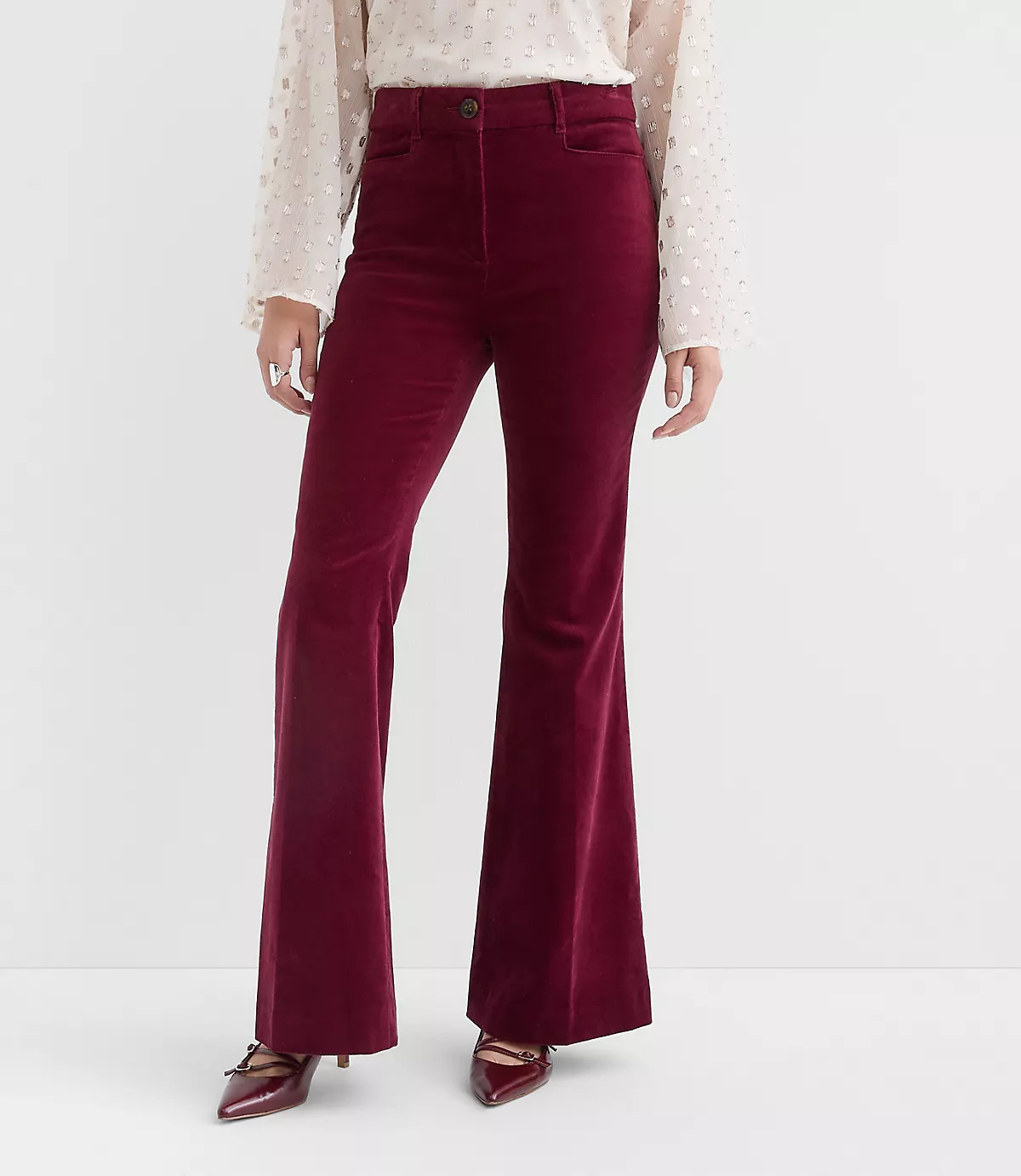 Slim Flare Pants in Stretch Velvet | LOFT