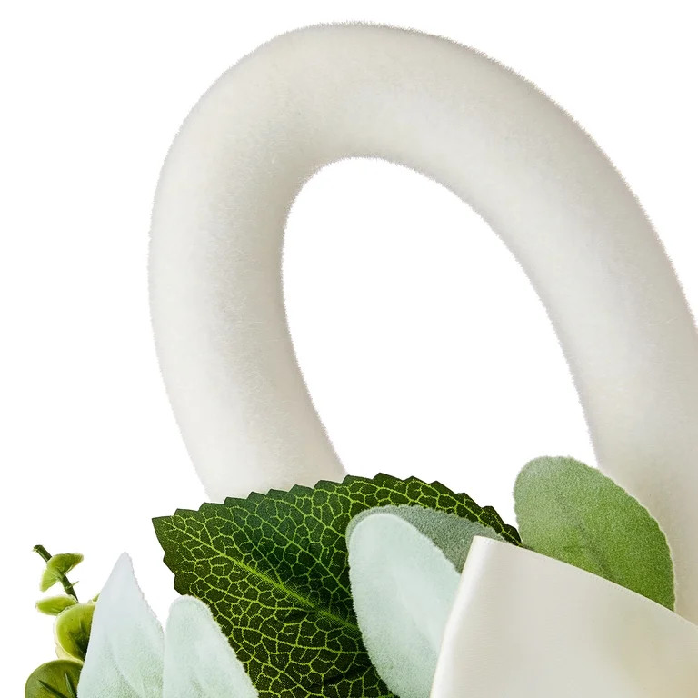 Flocked Bunny Head Wreath, White, 14", Easter by Way To Celebrate | Walmart (US)