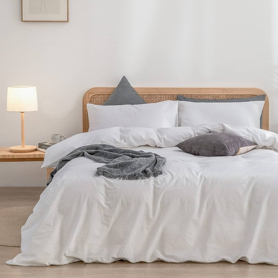BESTOUCH Duvet Cover Set 100% Washed Cotton Linen Feel Super Soft Comfortable Chic Lightweight 3 ... | Amazon (US)