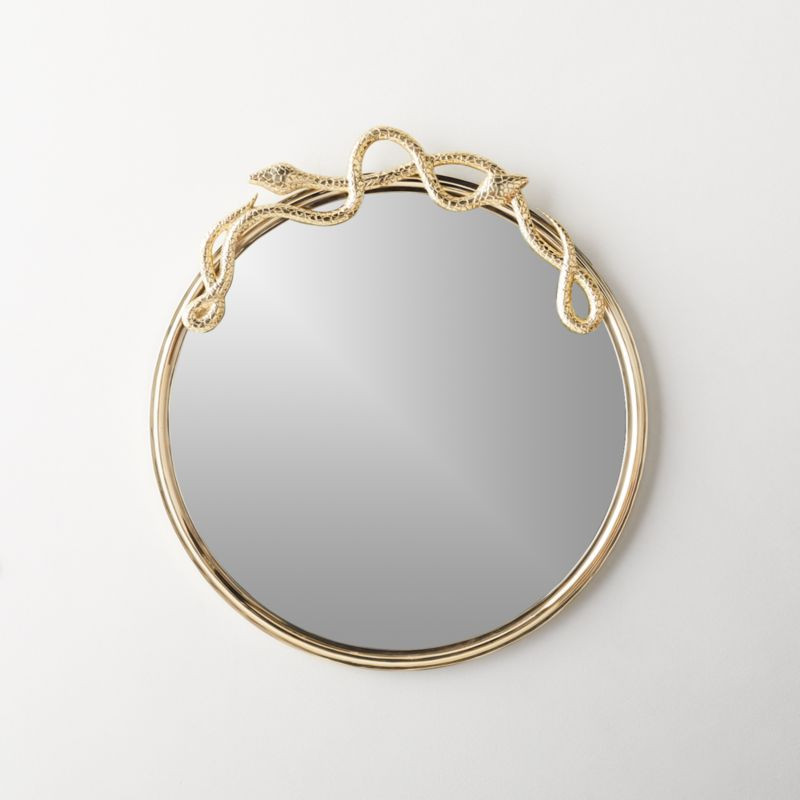 Viper Polished Brass Round Wall Mirror 24" + Reviews | CB2 | CB2