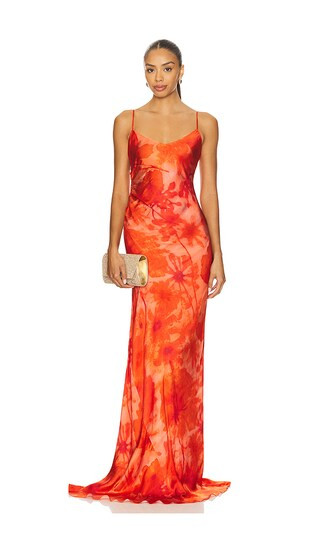 Ruched Slip Gown in Red Print | Revolve Clothing (Global)