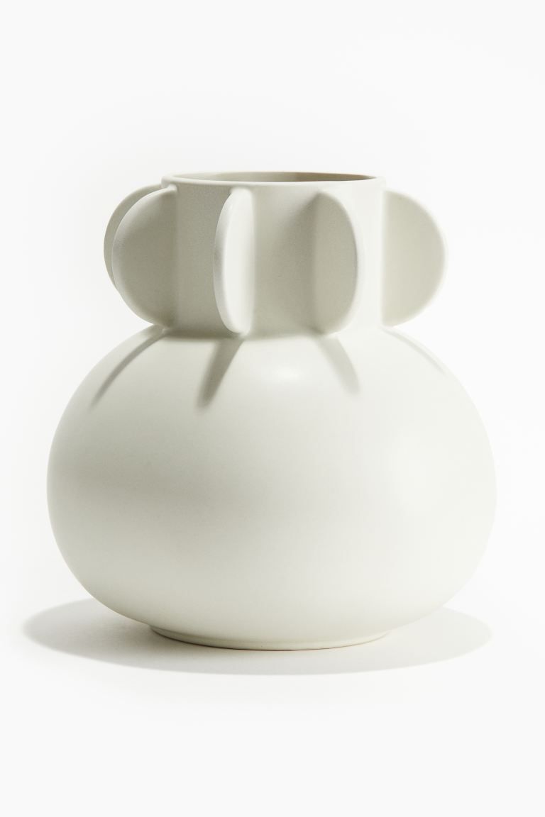 Reactive-glaze Stoneware Vase - Natural white - Home All | H&M US | H&M (US + CA)