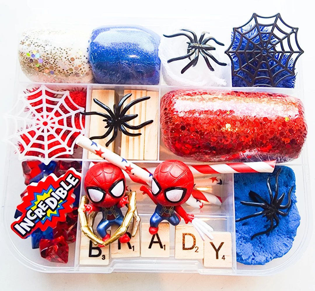 Spiderman Playdough Kit Superhero Playdough Box Sensory Bin - Etsy | Etsy (US)