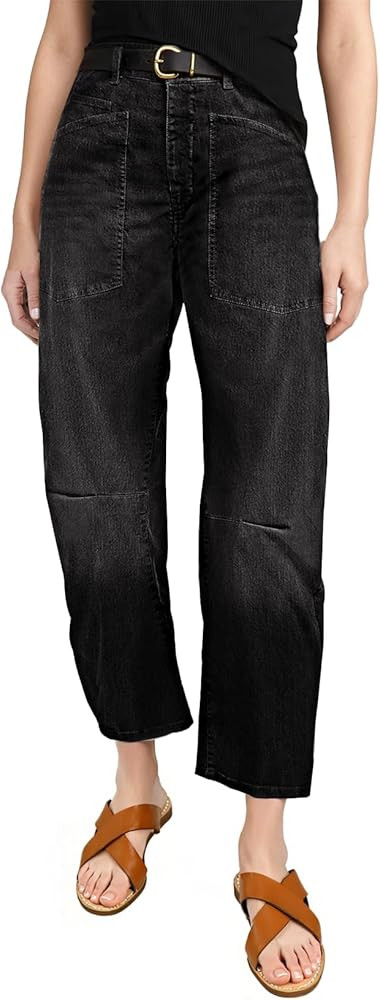 EVALESS Womens Baggy Barrel Jeans High Waisted Wide Leg Boyfriend Denim Ankle Pants | Amazon (US)