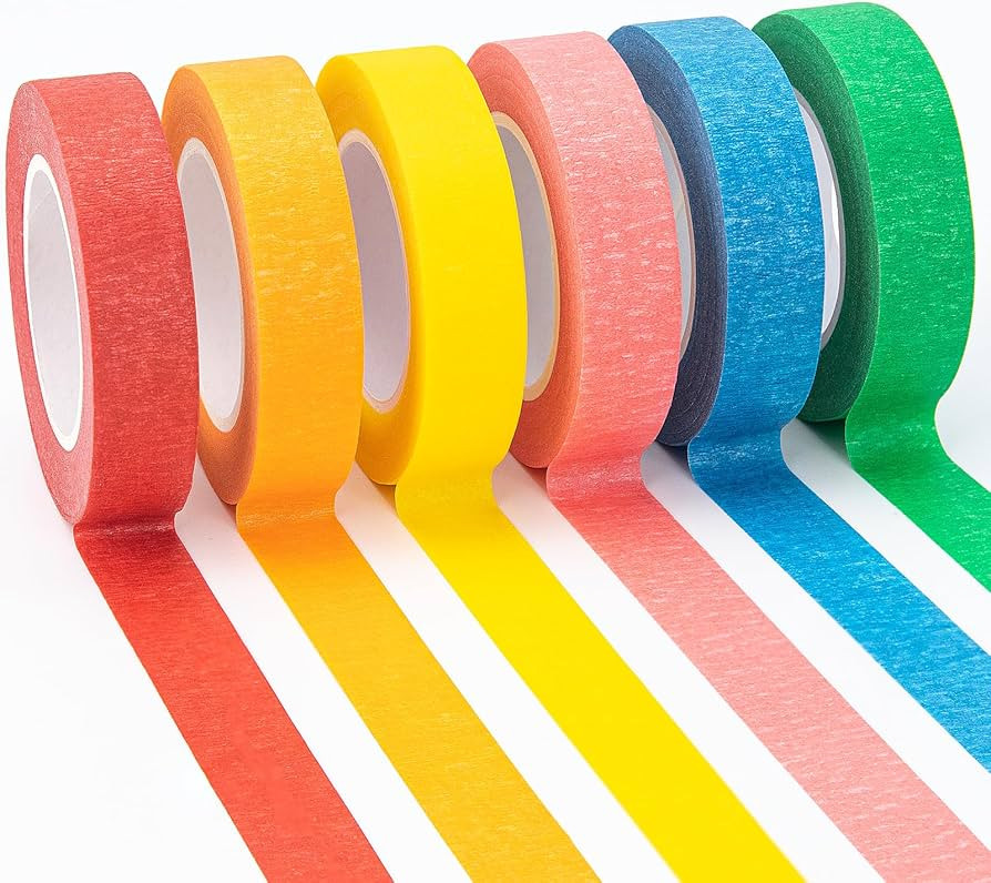 OWLKELA Colored Masking Tape 0.6" x 16 Yard Per Roll, 6 Rolls Rainbow Colors Painting Tapes, Pain... | Amazon (US)