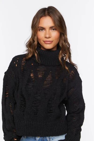 Distressed Turtleneck Sweater | Forever 21 (US)