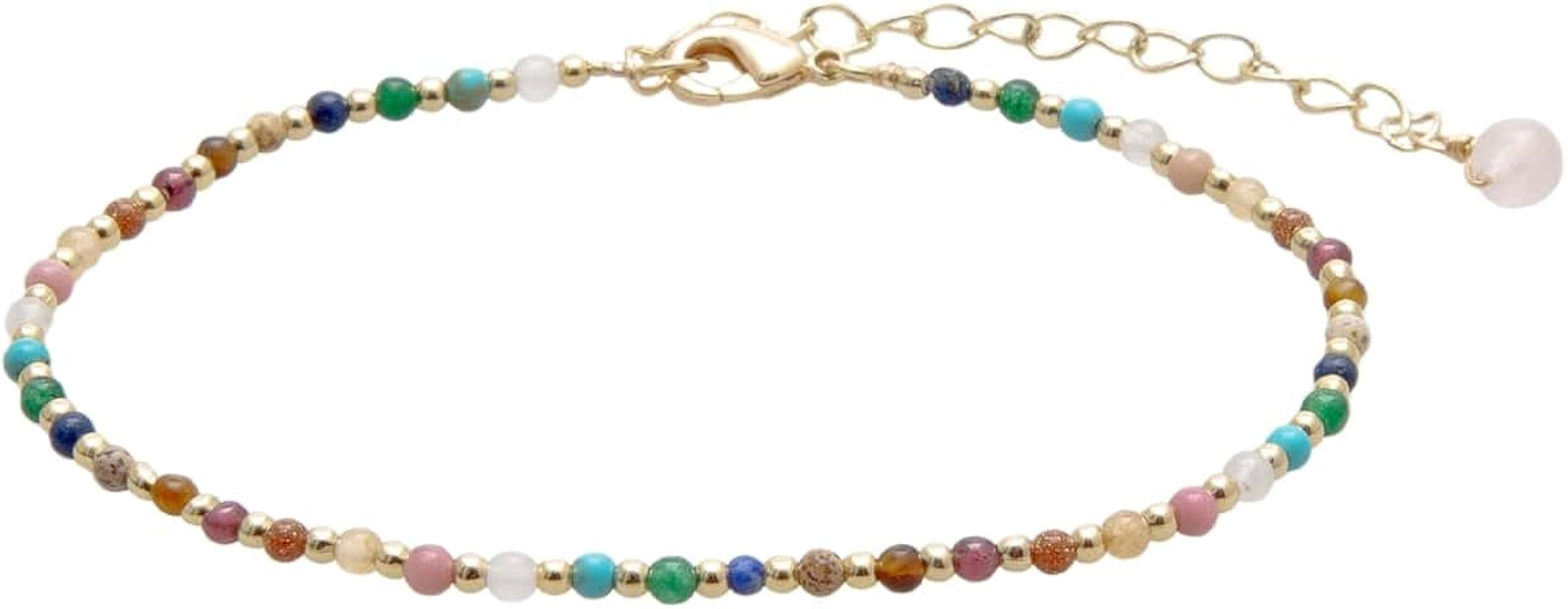 Lotus and Luna 2MM Master Healer Energy Chakra Healing Dainty Anklet Bracelet with Real Stones Ja... | Amazon (US)