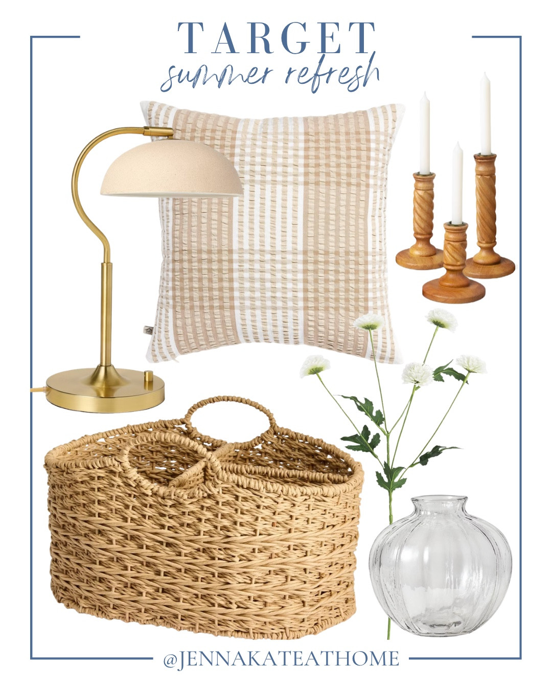 Target home decor includes candle stick holders, throw pillows, table lamp, basket, vase, floral stem.

Home decor, looks for less, neutral decor, coastal home

#LTKHome #LTKSeasonal #LTKSaleAlert