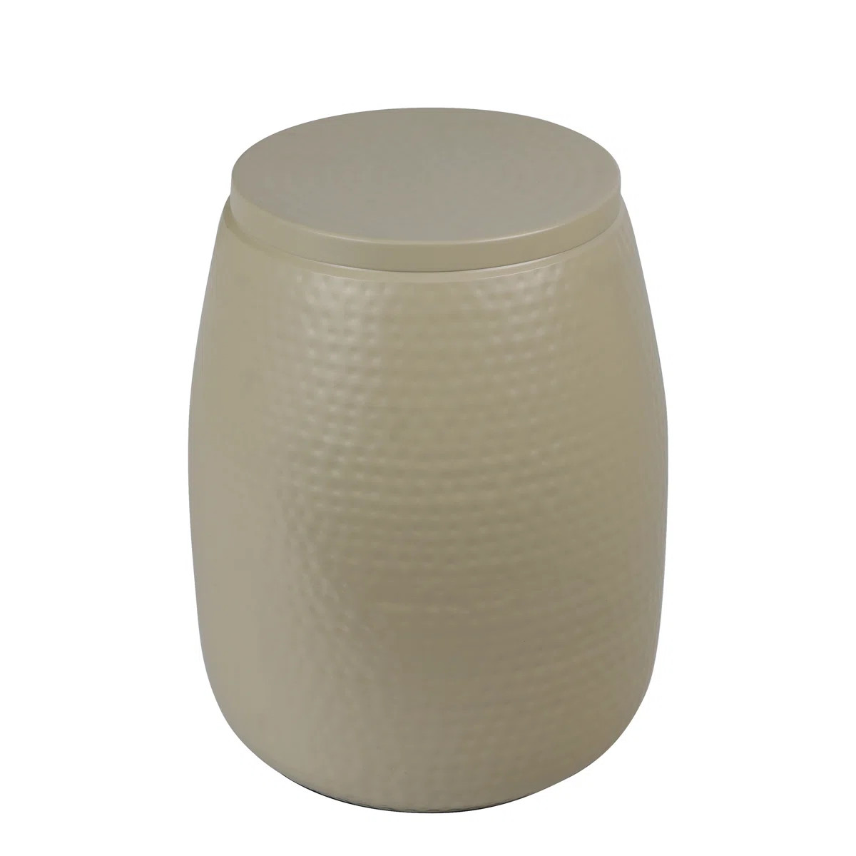 Merida 15" Modern Rustic Hammered Metal Drum Storage Side Table with Lid | Wayfair North America