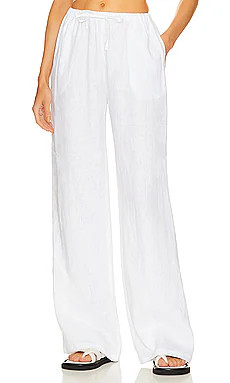 AEXAE Linen Drawstring Trouser in White from Revolve.com | Revolve Clothing (Global)