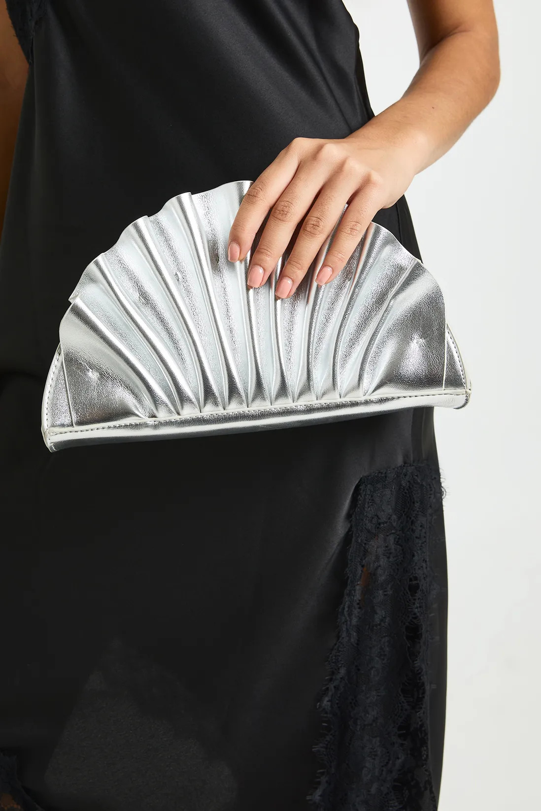 Metallic Ruffle Clutch Bag | Boohoo.com (UK & IE)