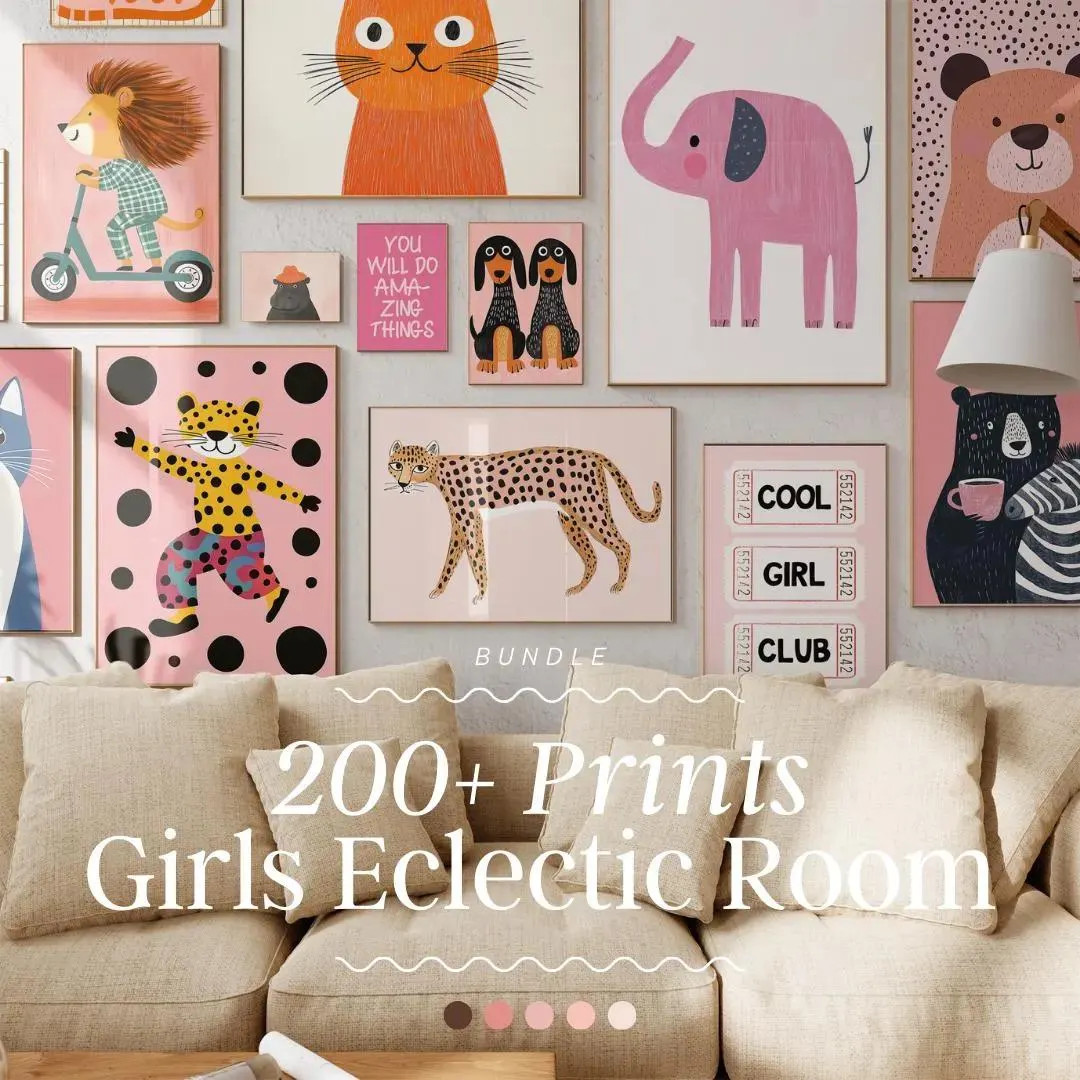 Girls Eclectic Nursery Print Bundle | Eclectic Nursery Print, Nursery Decor, Kids Bedroom Print, ... | Etsy (US)