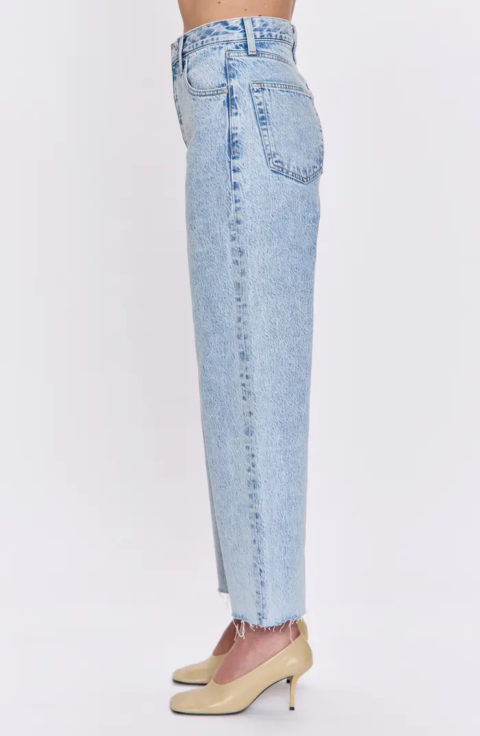Tate Raw Hem High Waist Ankle Bowed Wide Leg Jeans | Nordstrom