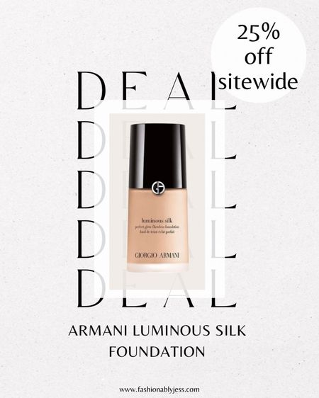 One of my favorite foundations! Shop the Armani Luminous silk foundation today for 15% off! Great coverage and blends so well into the skin! 
#makeup #luxemakeup #makeupsale

#LTKsalealert #LTKFind #LTKbeauty