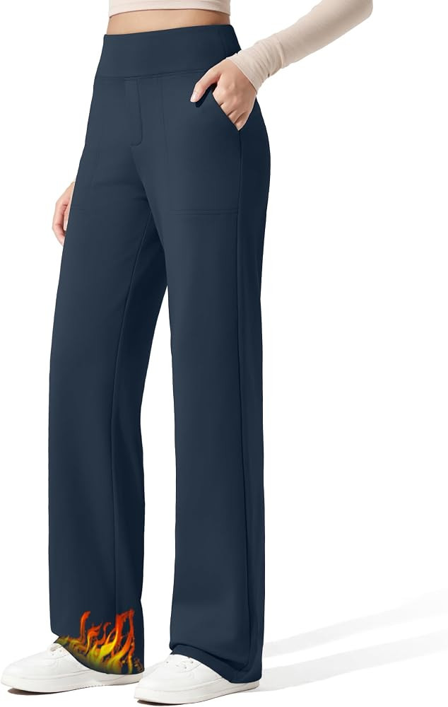 G4Free EverGoing Fleece Lined Wide Leg Pants for Women Dressy Work Casual | Amazon (US)