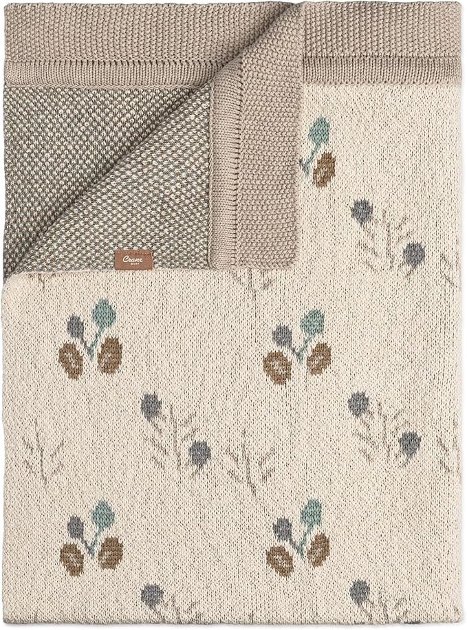 Crane Baby 100% Organic Cotton Knit Baby Blanket with Poppy Design, Soft Reversible Stroller and ... | Amazon (US)
