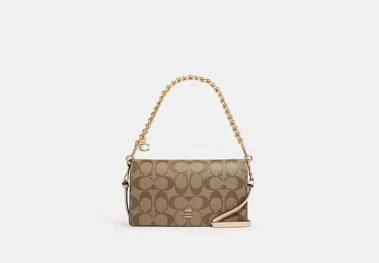 Anna Foldover Clutch Crossbody In Signature Canvas With Chunky Chain | Coach Outlet