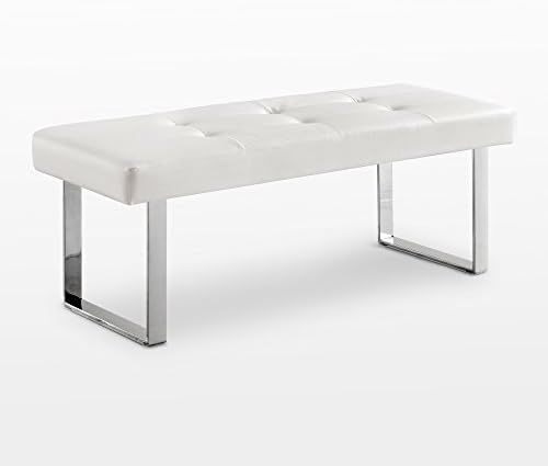 Oliver White PU Leather Bench - Stainless Steel Legs | Tufted | Living-Room, Entryway, Bedroom | Ins | Amazon (US)