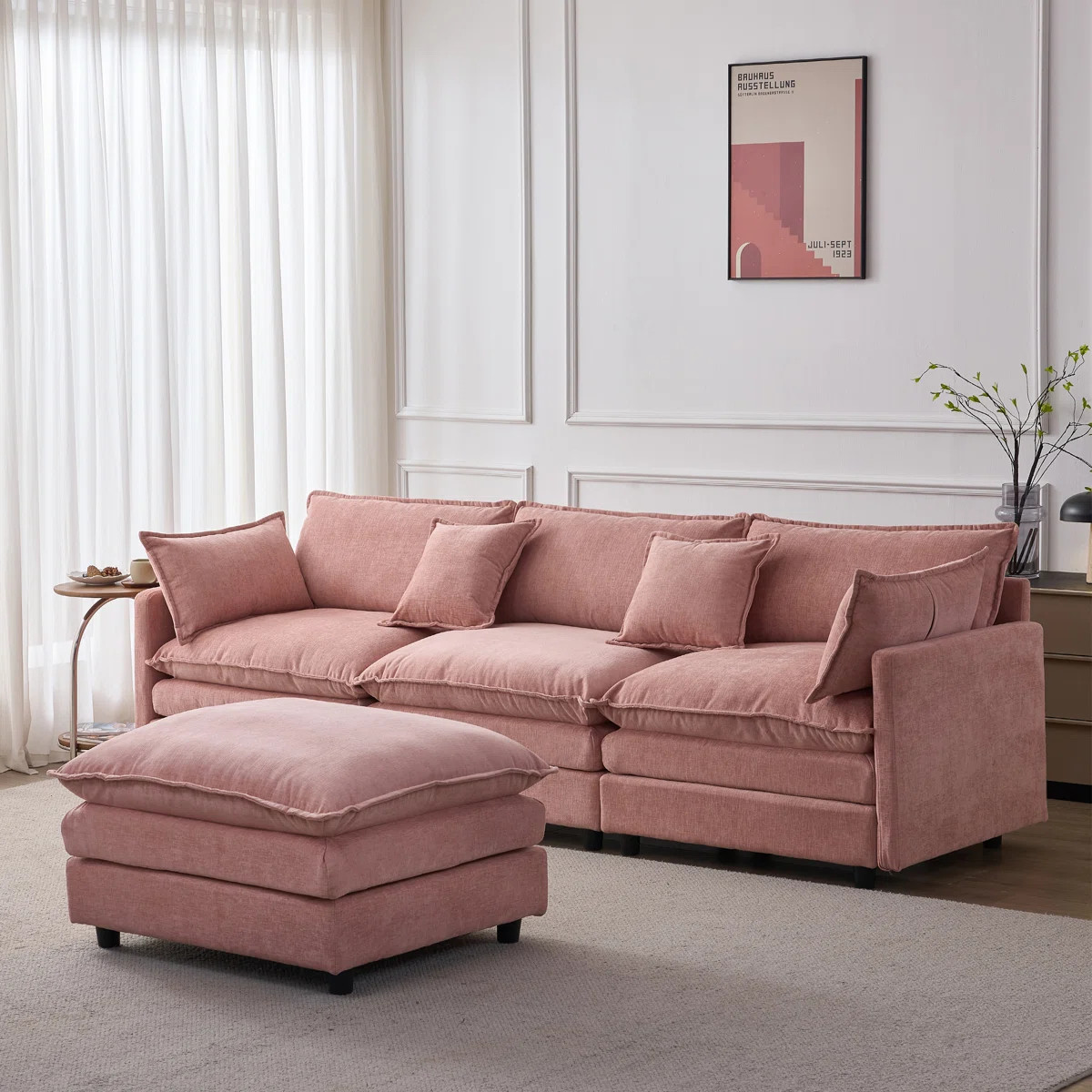 105 Inch Upholstered Sofa, 3-Seater Couch With Ottoman-For Modern Home | Wayfair North America